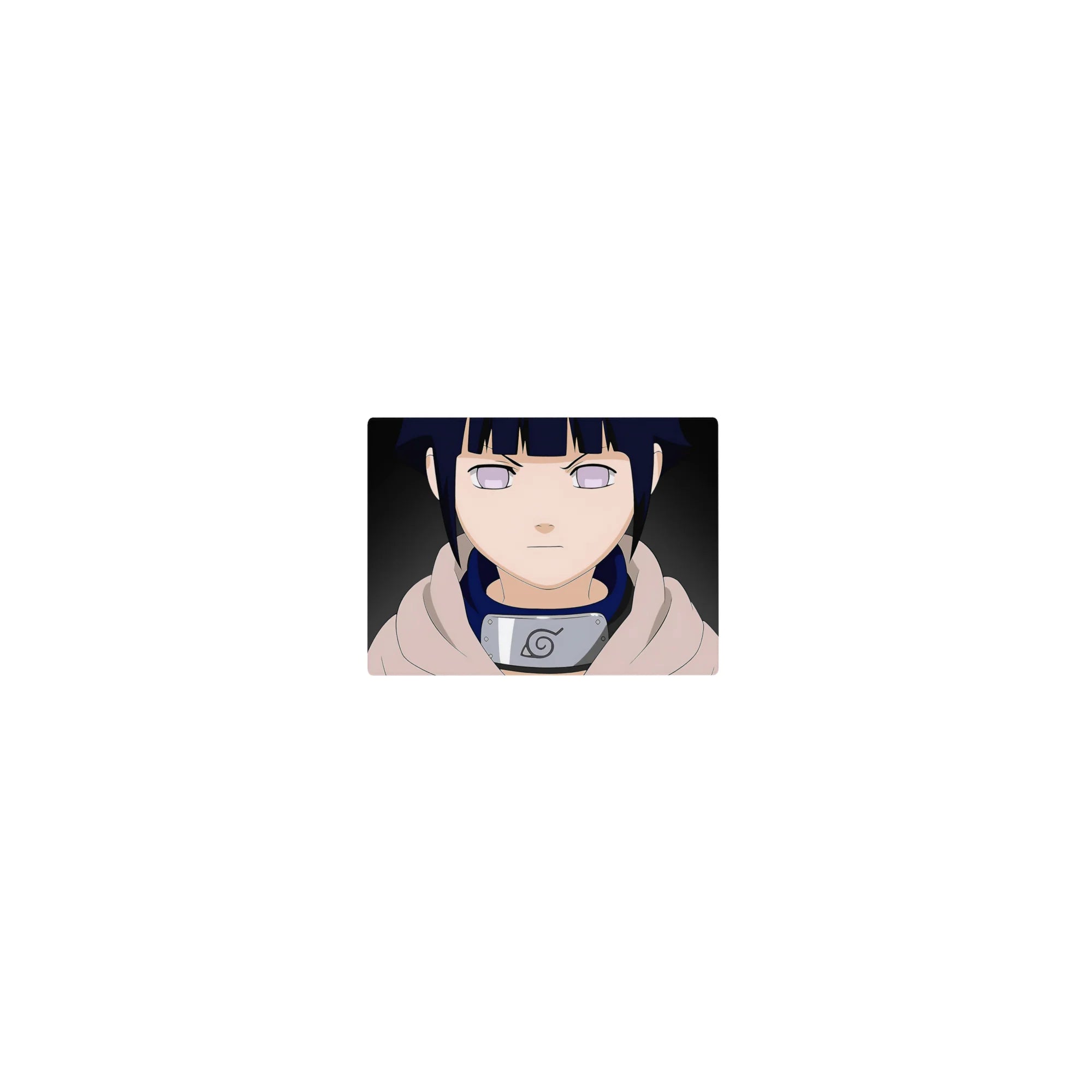 Classic anime mouse pad 14x10 inches with Hinata Hyuga, clean minimal background and Leaf headband detail.