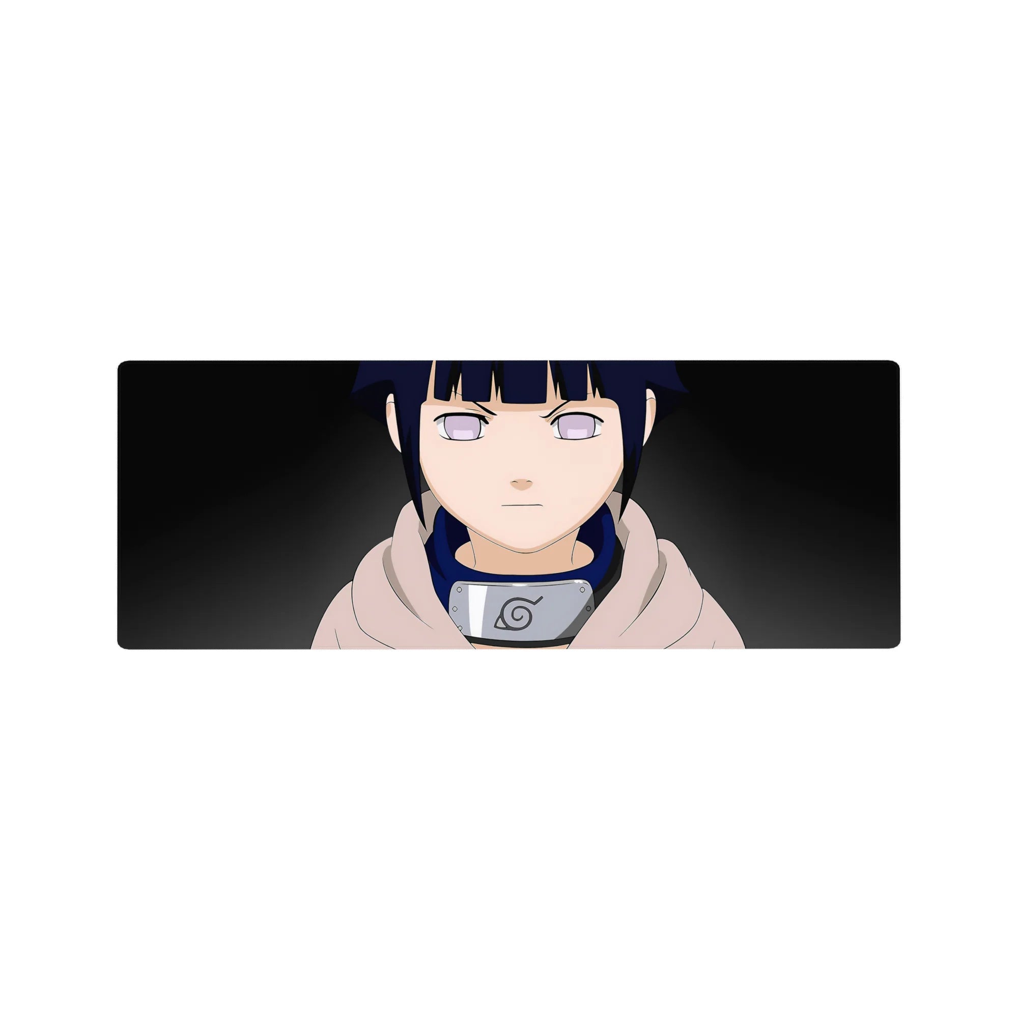32x12 inches anime mouse pad with Hinata Hyuga, clean minimal background and Leaf Village headband detail.