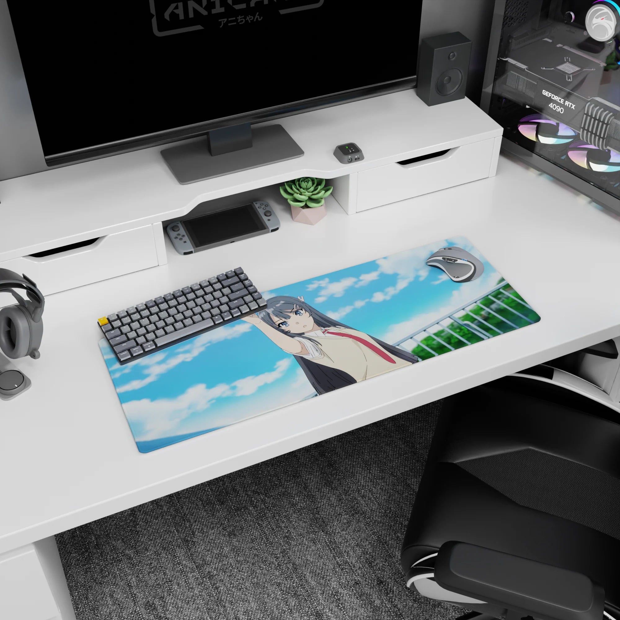 32x12 inches Yukinoshita Yukino My Teen Romantic Comedy SNAFU mouse pad, sassy gaze pointing up.