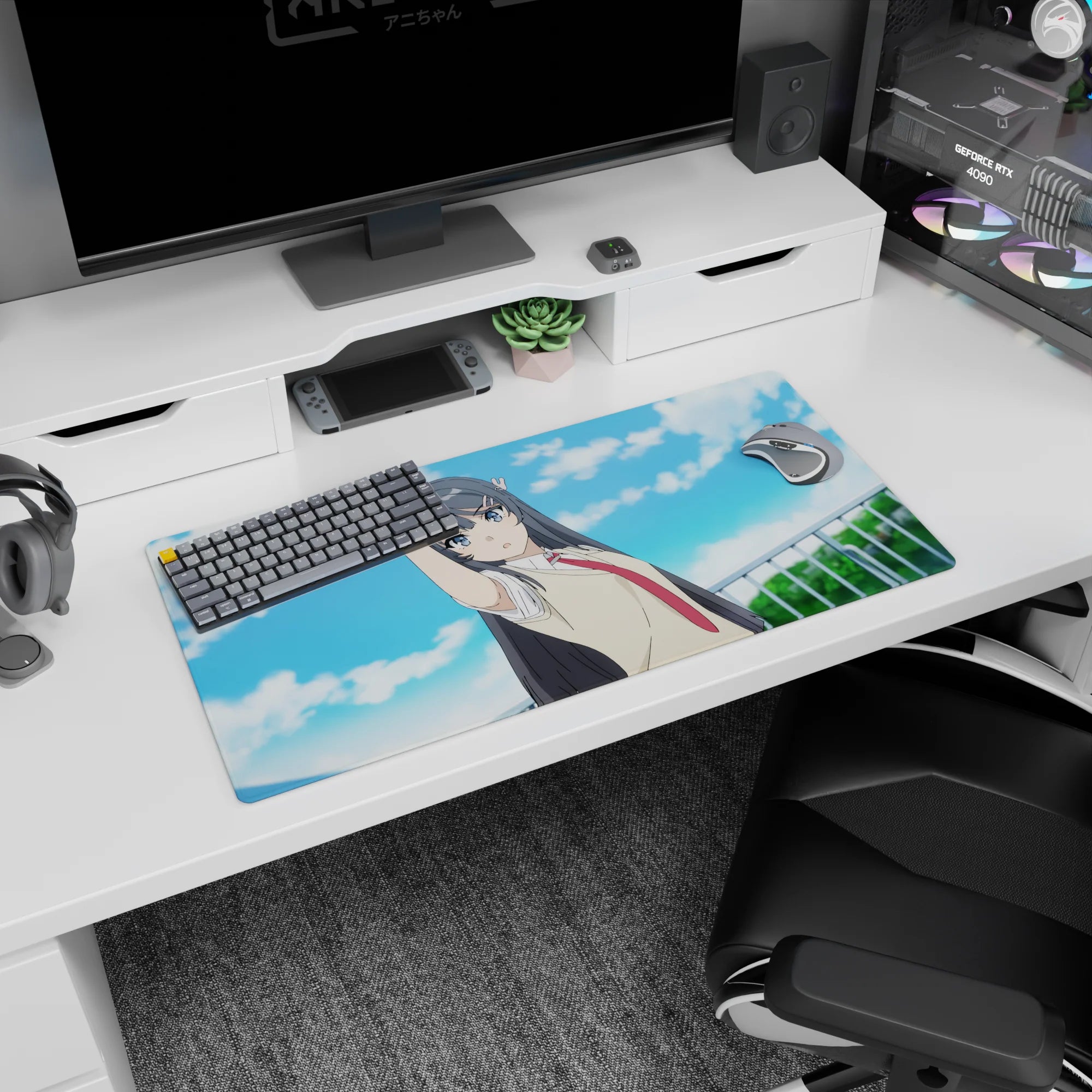 32x16 inches Yukinoshita Yukino My Teen Romantic Comedy SNAFU mouse pad, pointing up in uniform.