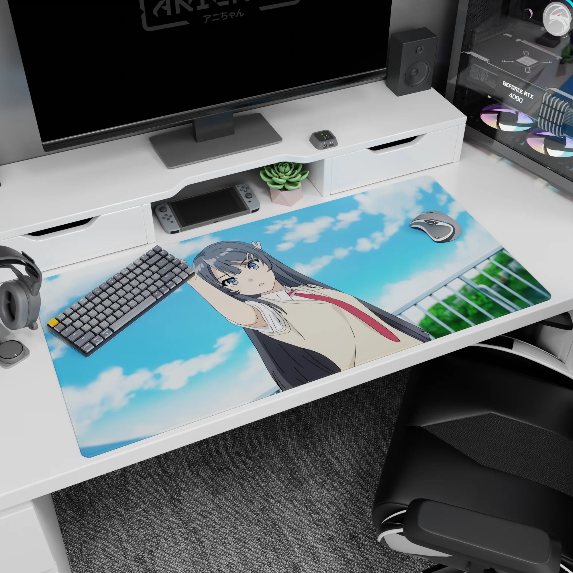 40x20 inches Yukinoshita Yukino desk pad from My Teen Romantic Comedy SNAFU, sassy skyward pose.