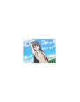 Classic anime girl mouse pad 14x10 inches with school uniform character pointing at the sky.