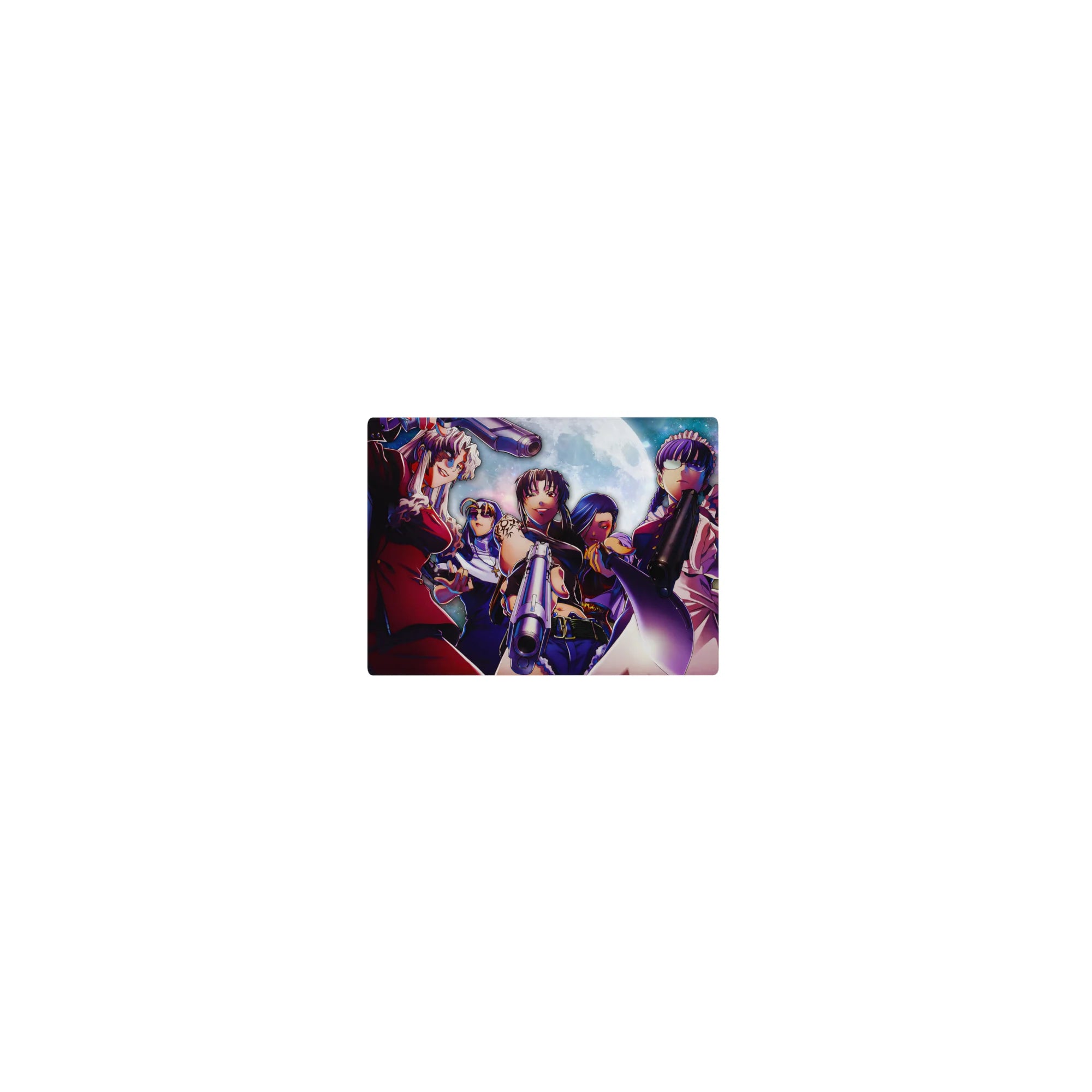 Classic anime girl mouse pad 14x10 inches with Hellsing crew artwork and galaxy-spark background.