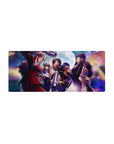 28x12 inches anime girl mouse pad with Hellsing squad art, neon galaxy background, smooth desk mat.