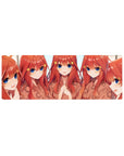 32x12 inches anime girl mouse pad with five red-haired girls, big blue eyes, star clips, peach kimonos.