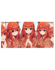 Anime girl mouse pad 32x16 inches featuring five red-haired chibi girls with big blue eyes in kimono robes.