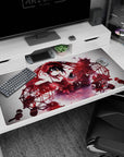 40x20 inches Date A Live desk pad featuring Tokisaki Kurumi smiling, twin tails, ribbons, and lace dress.