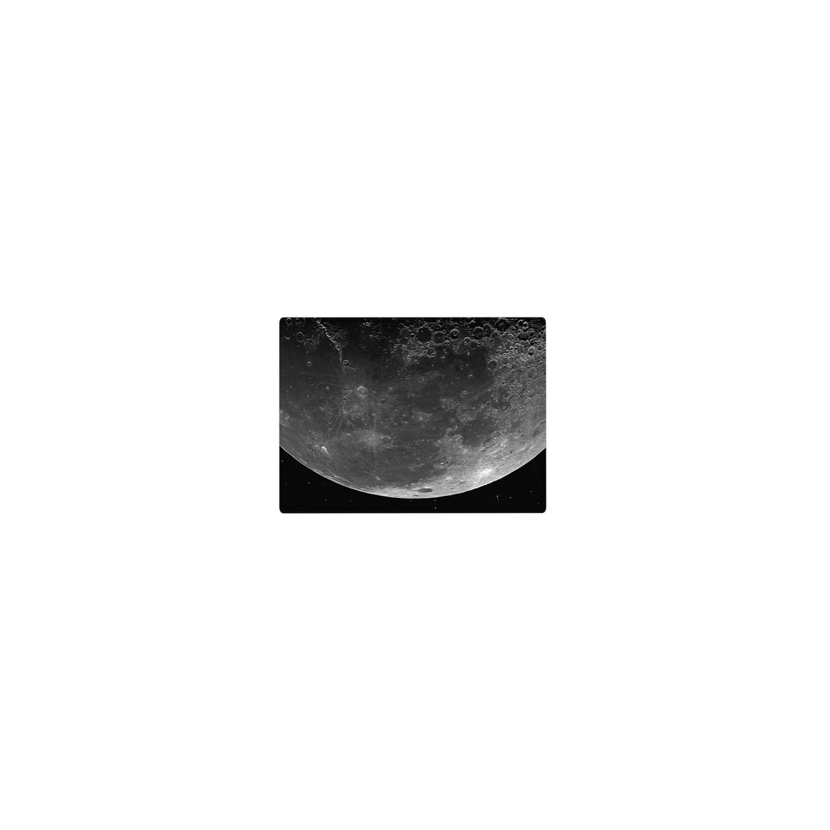 Classic 14x10 inches mouse pad with a giant moon and speckled stars over deep black space.