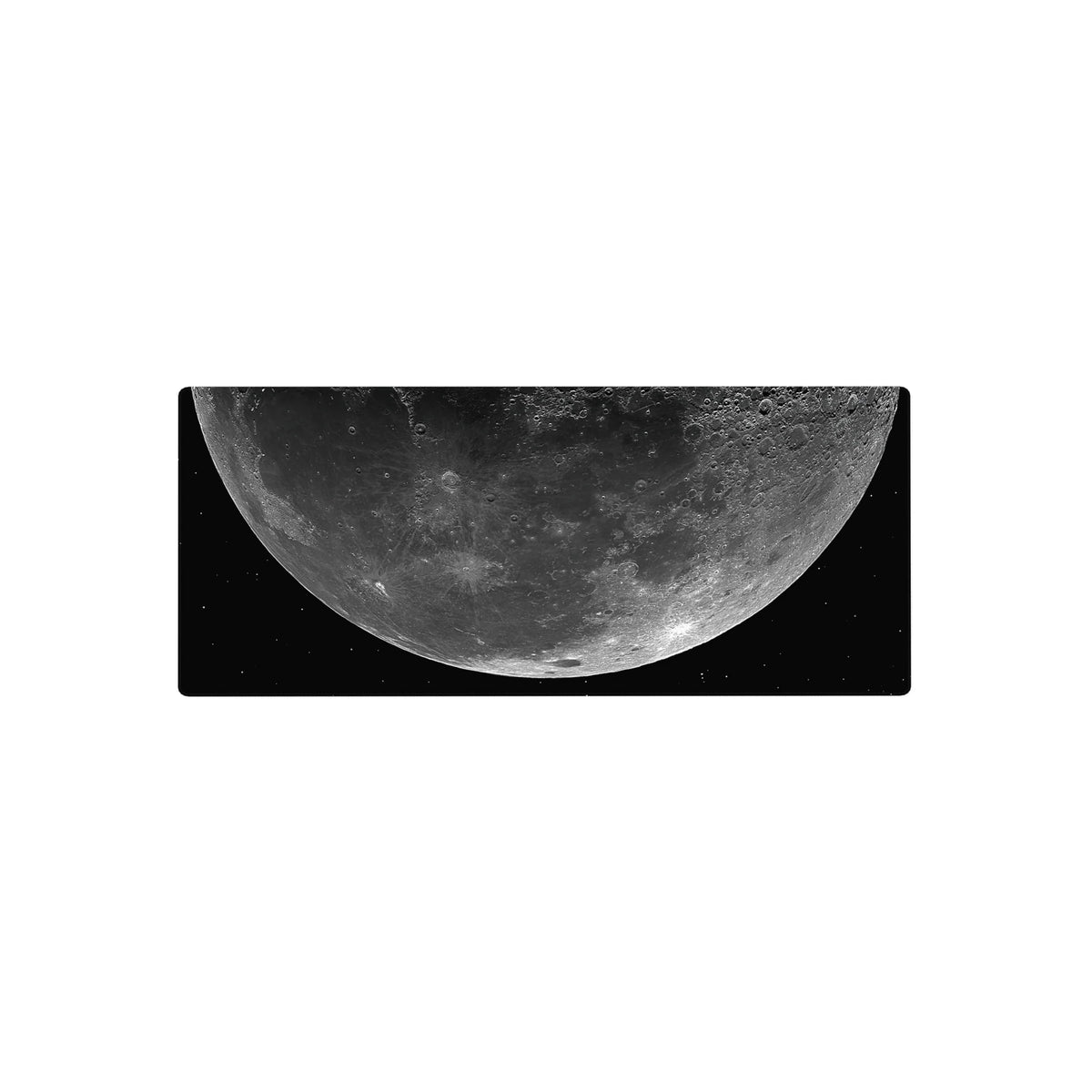 Moon and stars space desk mouse pad, extended 28x12 inches, minimal sci-fi look for keyboard and mouse.