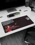 Megumin anime mouse pad, 32x16 inches, from KonoSuba, featuring her in red outfit on a deep plum background, shouting "Explosion!".