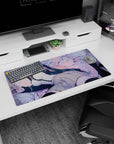 32x16 inches Chiaki Nanami Danganronpa mouse pad, lounging among plush bunnies with GAME OVER backdrop.