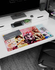 32x16 inches anime girl mouse pad showing Kasumi Toyama leading Ran, Yukina, Tae, and Aya rushing in.