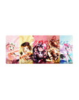 28x12 inches anime girl mouse pad with BanG Dream! band members and bold Welcome lettering, sparkly accents.