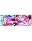 No Game No Life anime mouse pad 32x12 inches with Shiro and Sora in a kaleidoscope card sky.