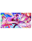 No Game No Life anime mouse pad 32x16 inches with Shiro and Sora in a kaleidoscope card-sky scene.
