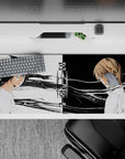 36x16 inches black-and-white anime desk pad with high-contrast brush textures and moody minimalism.
