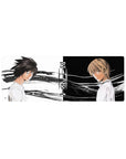 32x12 inches anime mouse pad with Death Note standoff design, split ink streaks and sharp logo.