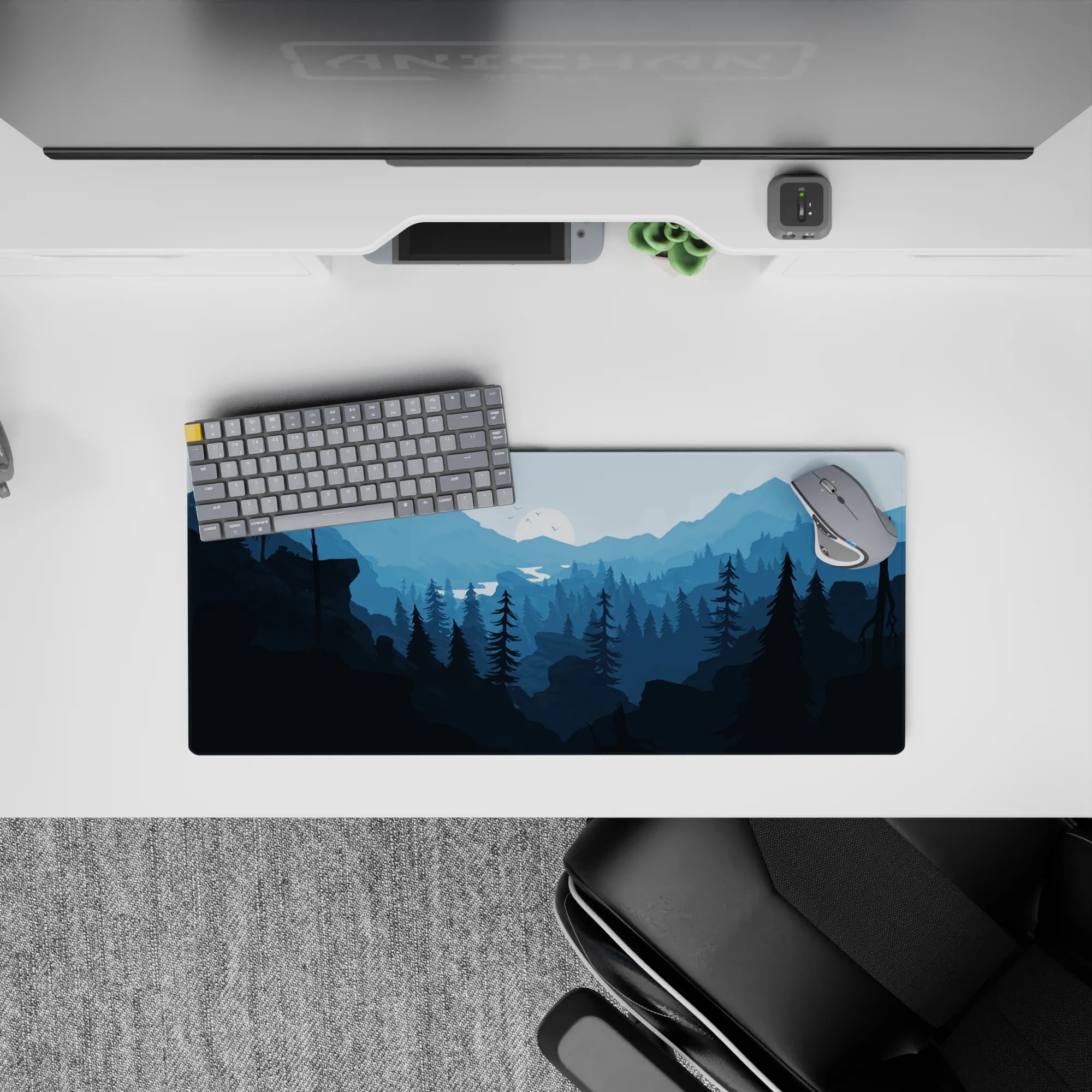 Vector Landscapes Deskmat | Mousepad | Deskpad - Moonlit Wilderness