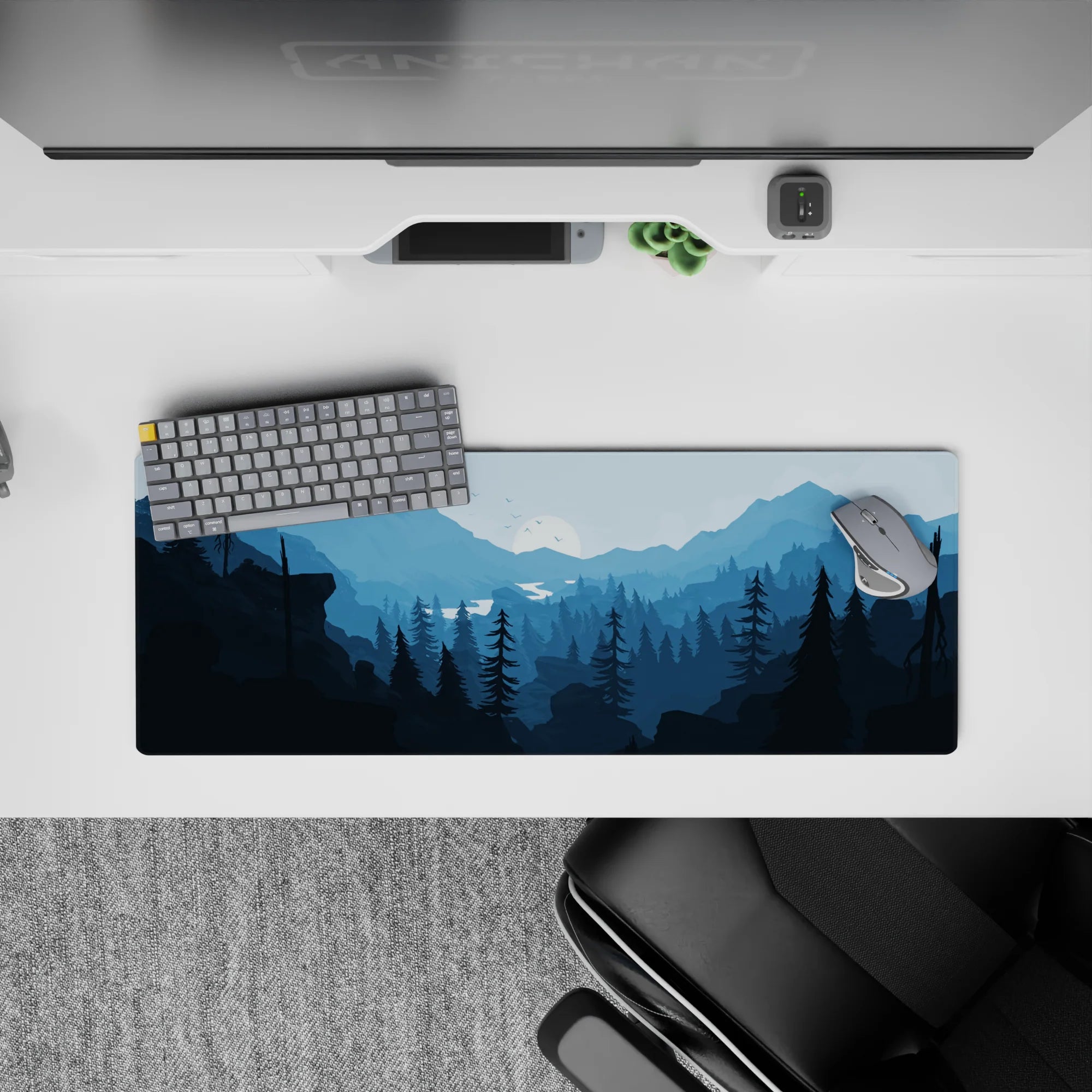 Vector Landscapes Deskmat | Mousepad | Deskpad - Moonlit Wilderness