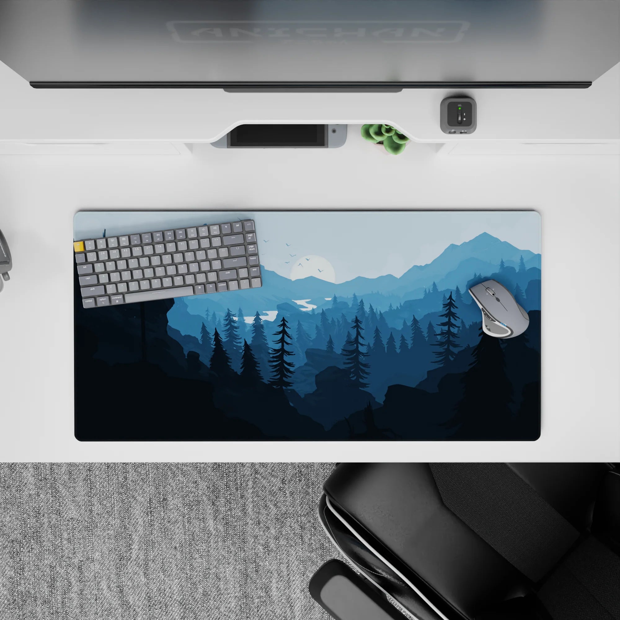 Vector Landscapes Deskmat | Mousepad | Deskpad - Moonlit Wilderness