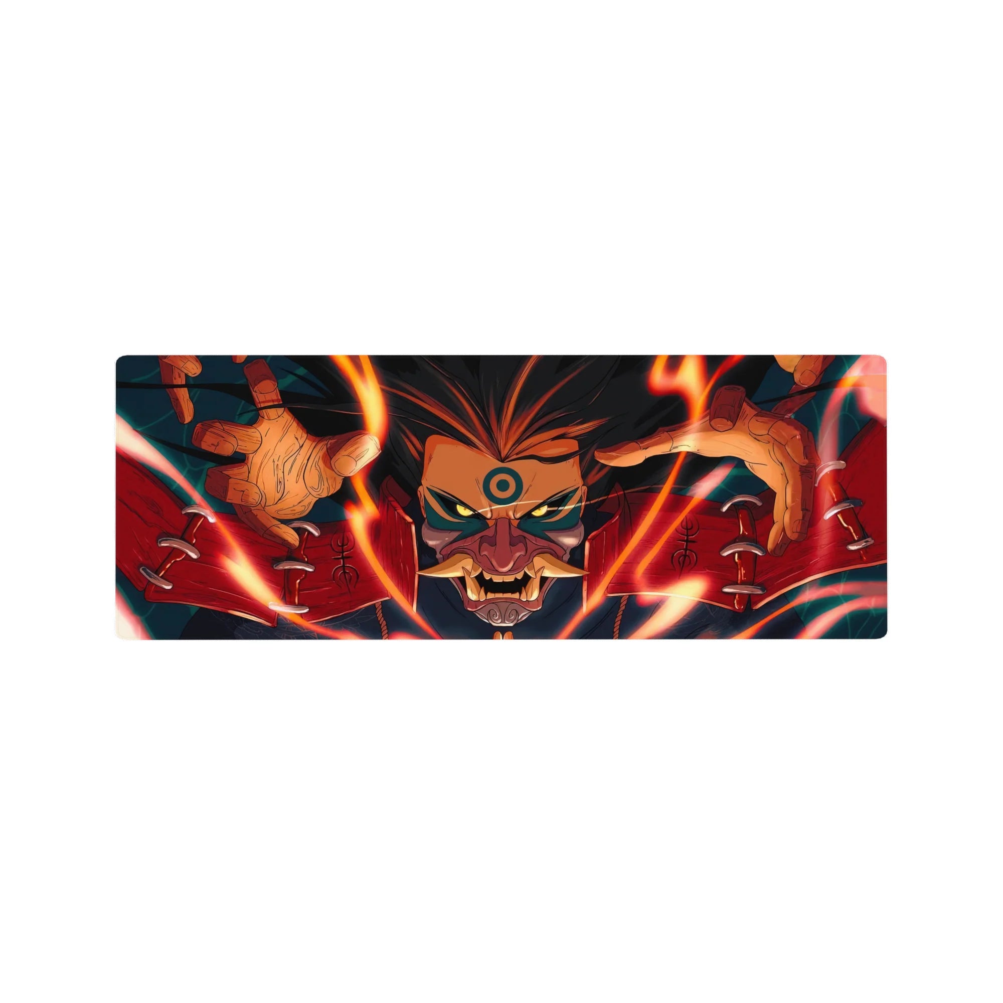 32x12 inches anime mouse pad featuring Kurama Nine-Tailed Fox with sharp eyes and clawed hands.