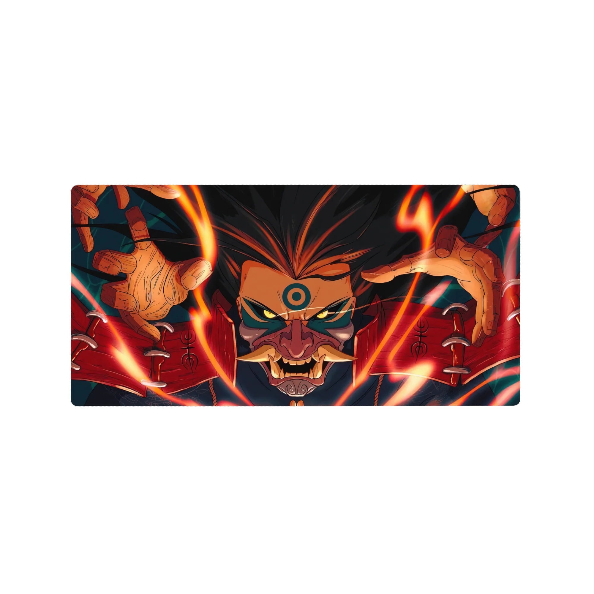 32x16 inches anime mouse pad featuring Kurama the Nine-Tailed Fox with clawed hands and bold markings.
