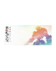 28x12 inches anime mouse pad featuring Gundam Barbatos silhouette with bold Japanese lettering and haze backdrop.
