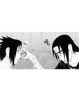 36x16 inches anime desk pad with gritty manga panel art, rain slashes, bold blacks and sharp whites.
