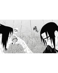 40x20 inches anime desk pad with gritty Naruto manga panel style, sharp ink lines and smooth glide surface.