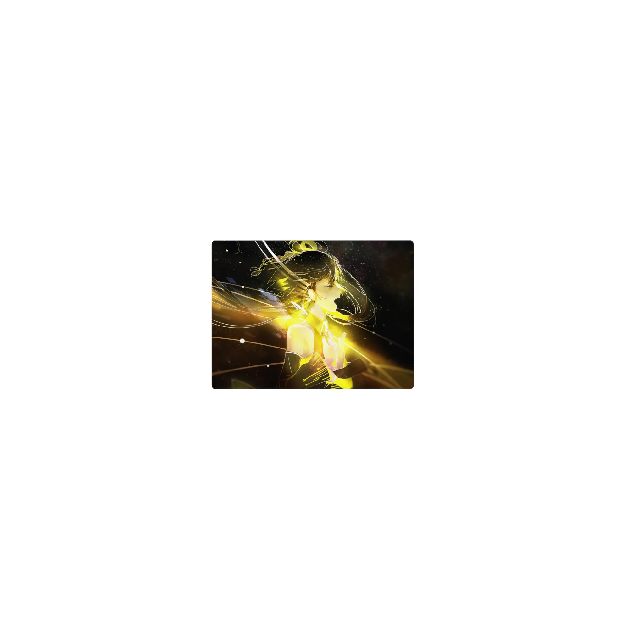 Classic anime girl mouse pad 14x10 inches with cyber-angel art, glowing ribbons and floating squares.