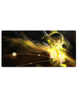 32x16 inches anime girl mouse pad with cyber-angel art, glowing hair trails, and floating pixel squares.