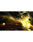 Anime girl desk pad 40x20 inches with cyber-angel artwork, flowing hair and glowing light trails.
