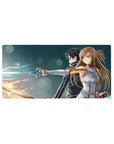 Sword Art Online mouse pad featuring Kirito and Asuna, 32x16 inches. Dynamic poses and vibrant colors capture Aincrad's essence.