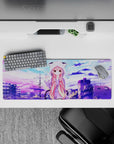 32x12 inches pastel anime mouse pad in lavender and cotton-candy blue, calm cute vibes for desk setup.