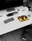 Yoh Asakura leaning in with eyes closed and red headphones on an anime mouse pad 14x10 inches, spirits nearby.