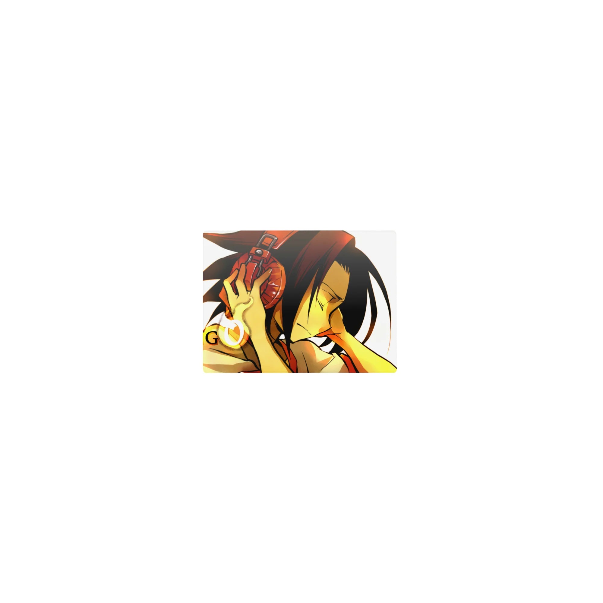 Classic anime mouse pad 14x10 inches with Shaman King art, Yoh Asakura, red headphones, spirits, bold logo.