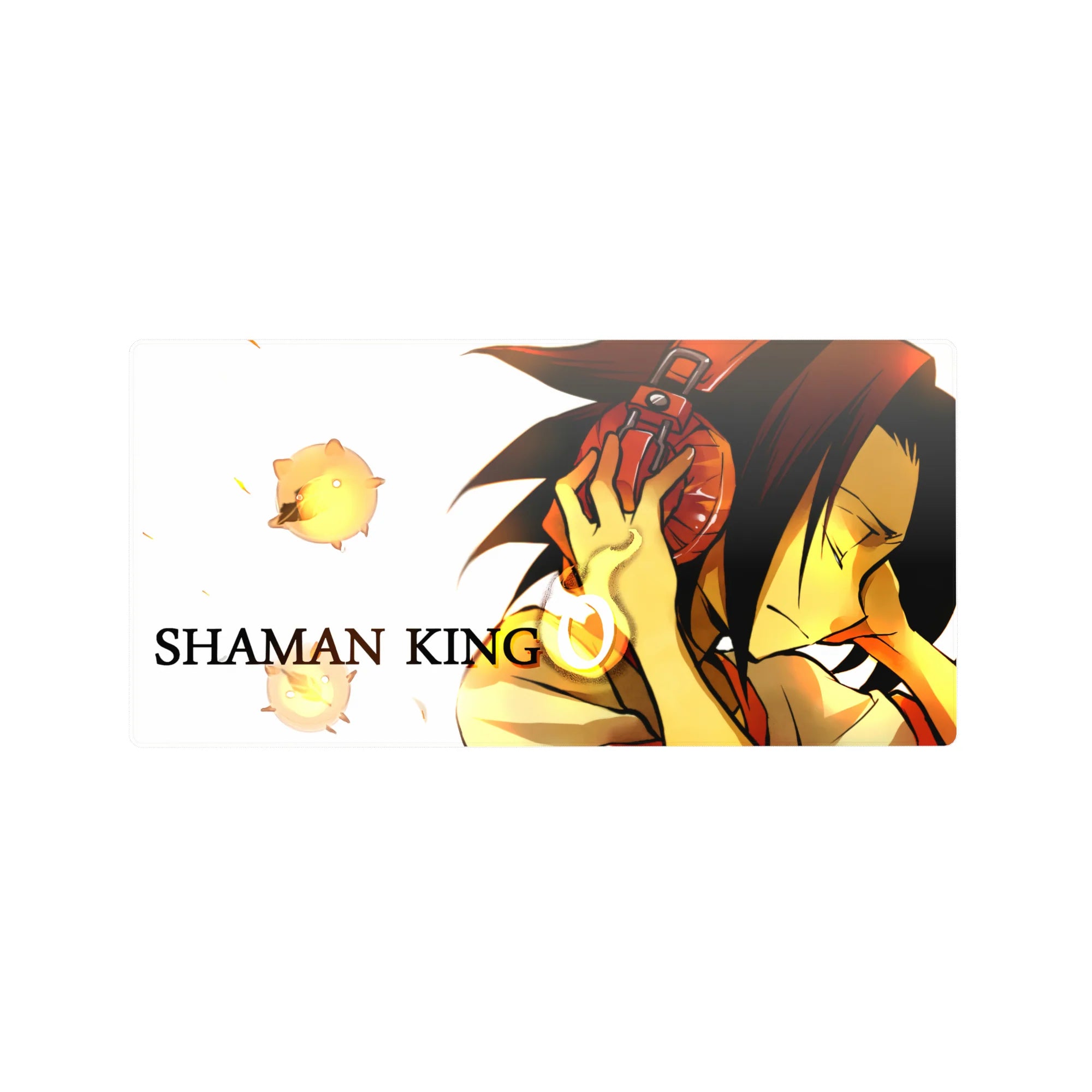 Shaman King anime mouse pad 32x16 inches with Yoh Asakura, spirits, and bold vintage SHAMAN KING text.