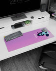 32x12 inches anime mouse pad showing a soft girl silhouette drifting over a late-night neon skyline.