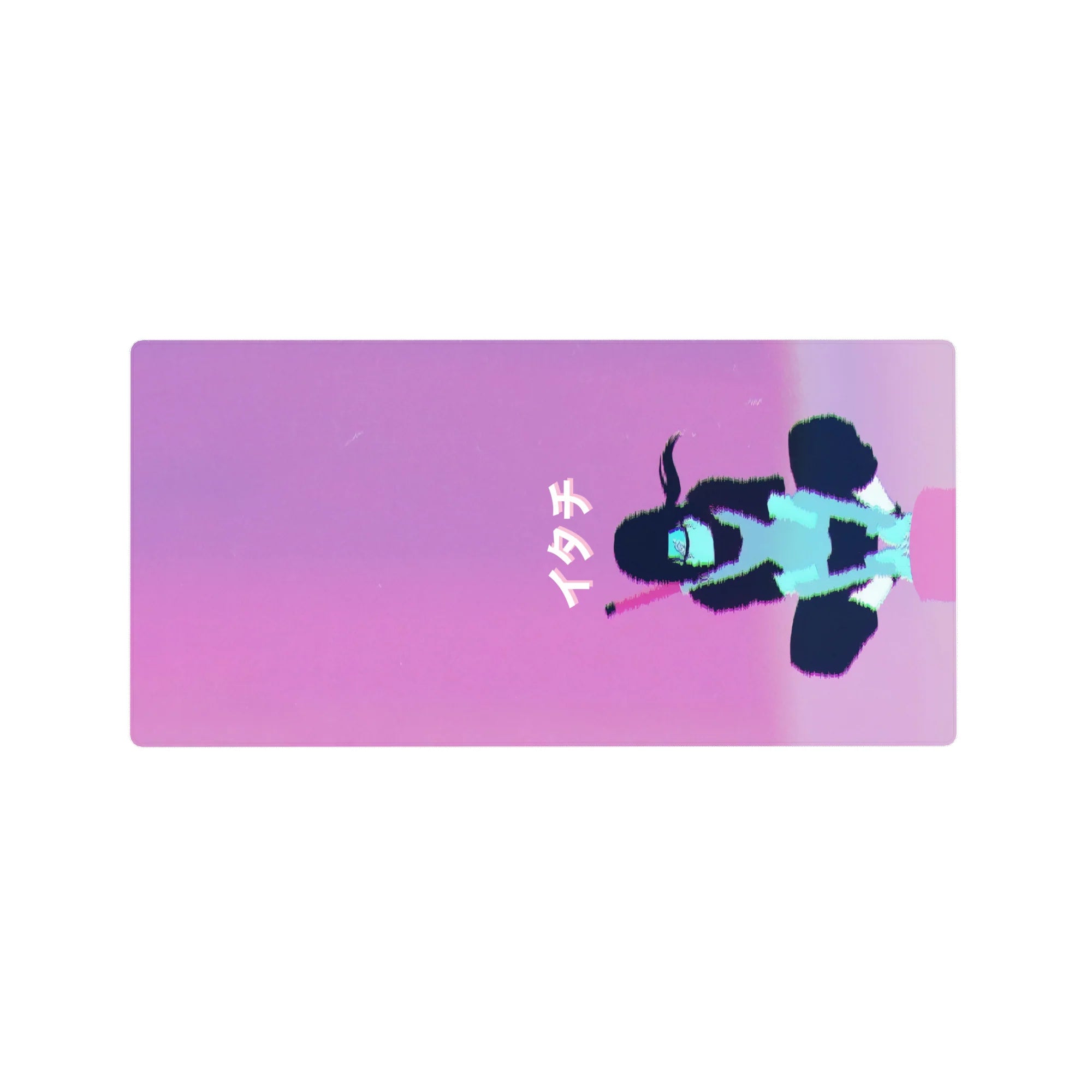 32x16 inches anime mouse pad with ナイト text and abstract girl silhouette in chunky neon brush style.
