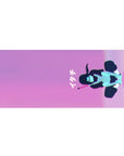 36x16 inches anime desk pad with ナイト text, abstract girl silhouette, neon brushstroke style.