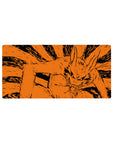 32x16 inches anime mouse pad with Kurama Nine-Tails manga-style line art lunging across desk.
