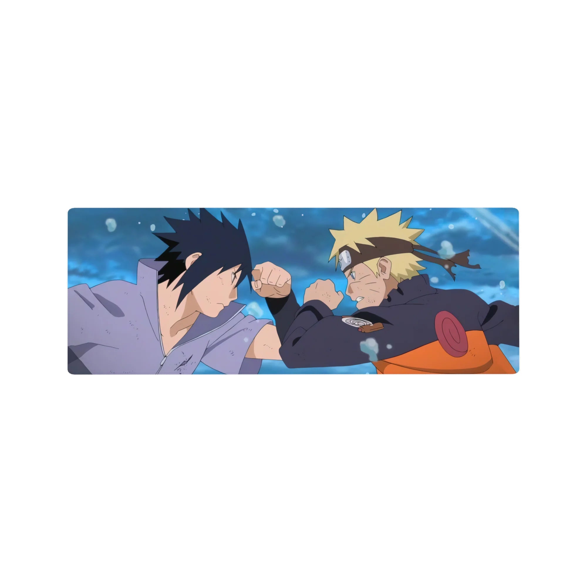 32x12 inches anime mouse pad with Naruto vs Sasuke clash artwork, crisp dramatic desktop gaming mat.