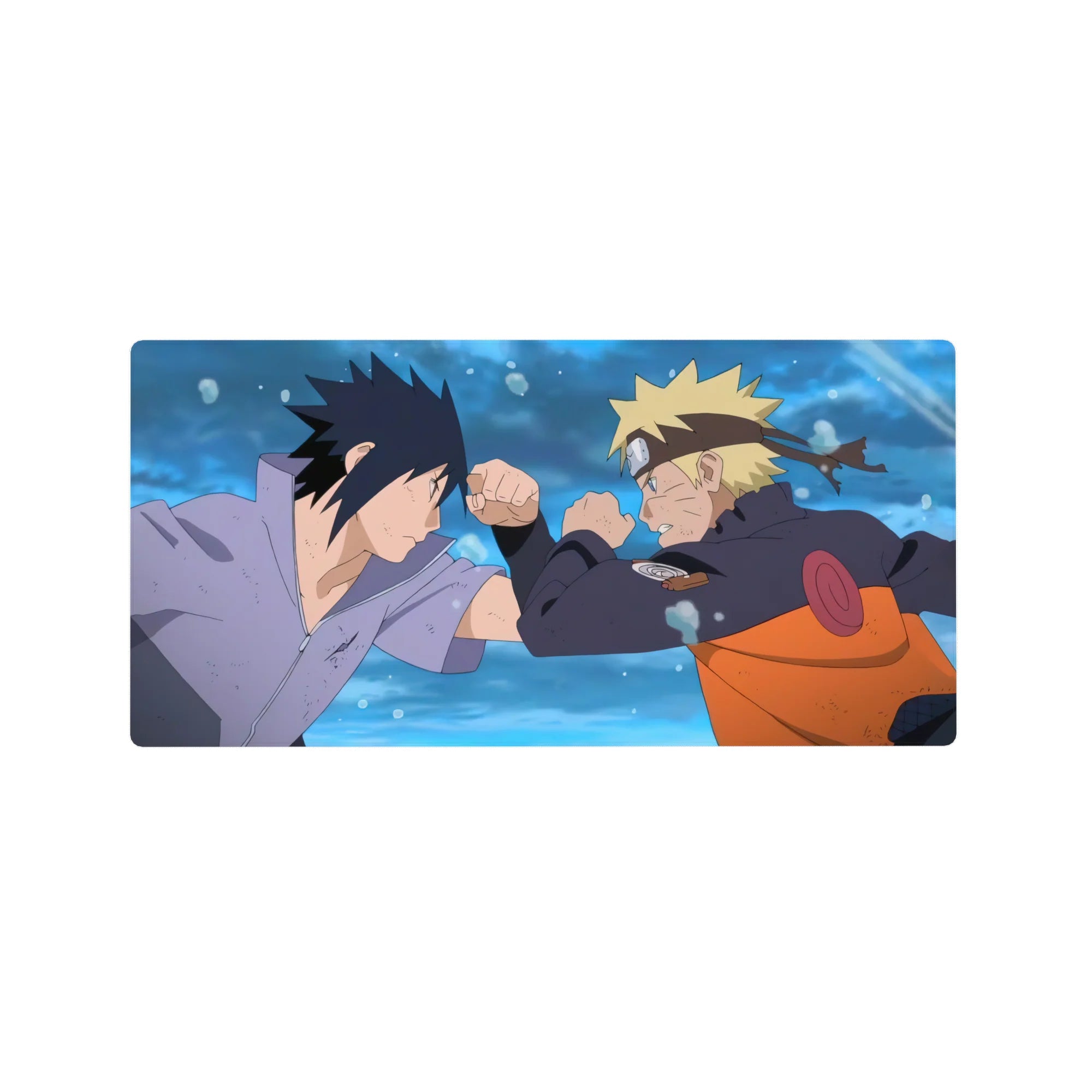 32x16 inches anime mouse pad with dramatic Naruto vs Sasuke clash artwork and smooth tracking surface.