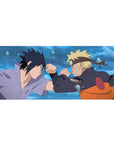 36x16 inches anime desk pad featuring a dramatic Naruto vs Sasuke showdown with crisp, punchy art.