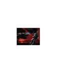 Classic anime mouse pad 14x10 inches with silhouetted swordsman, katana, wind ribbons, and lone tree.