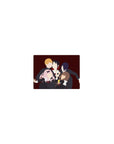 Classic anime mouse pad 14x10 inches with five faceless schoolgirls in black uniforms on wine-red.