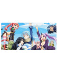 32x16 inches anime mouse pad with Rimuru, Shion, Shuna and Gobta in a playful group photo sky scene.