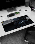 Profile scene anime girl mouse pad 32x16 inches featuring a soft-faced android with tech sparks.