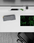 14x10 inches classic anime mouse pad in electric green on deep black, midnight neon hangar vibe.