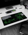 32x16 inches anime mouse pad showing a Mobile Suit-style mech diagram, parts floating like a build plan.